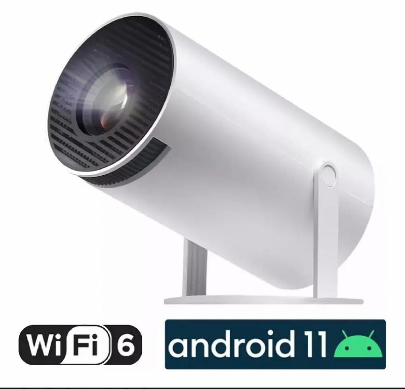 Proyector inteligente portátil HY300 original con Android 11, 4K, Ultra HD, HDMI, wifi, Bluetooth y altavoz incorporado.