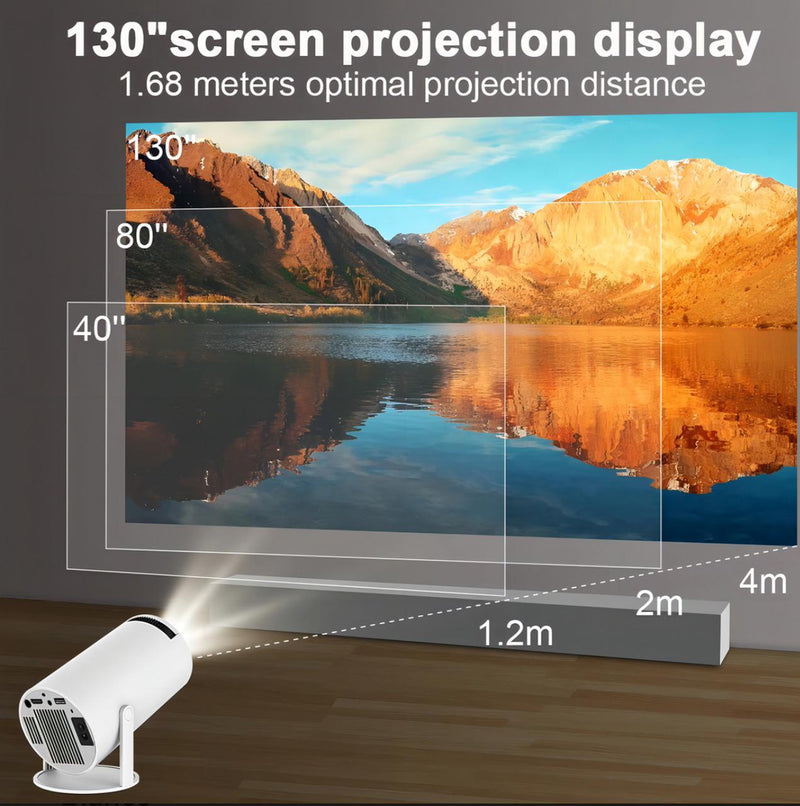 Proyector inteligente portátil HY300 original con Android 11, 4K, Ultra HD, HDMI, wifi, Bluetooth y altavoz incorporado.