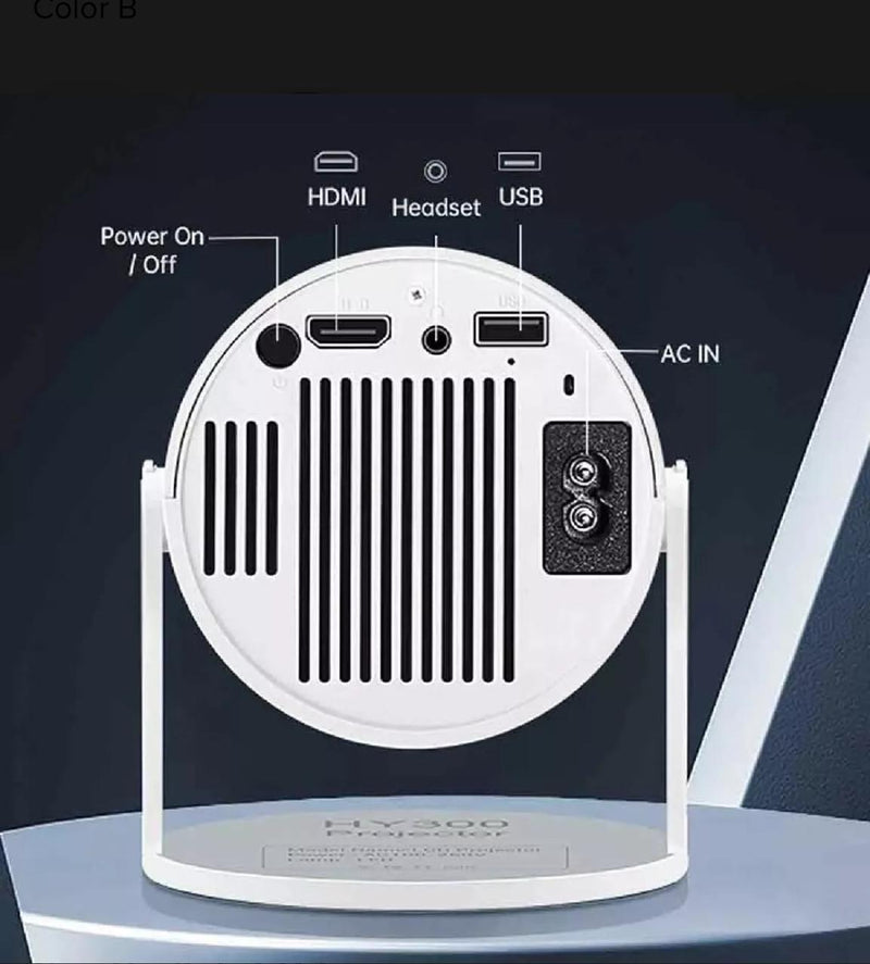 Proyector inteligente portátil HY300 original con Android 11, 4K, Ultra HD, HDMI, wifi, Bluetooth y altavoz incorporado.