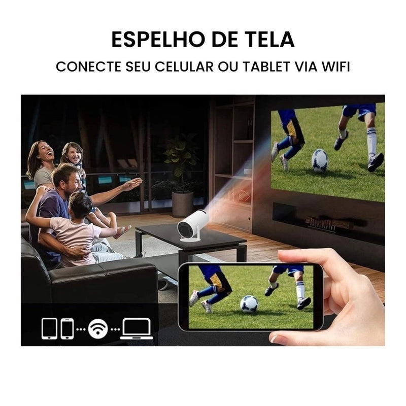 Proyector inteligente portátil HY300 original con Android 11, 4K, Ultra HD, HDMI, wifi, Bluetooth y altavoz incorporado.